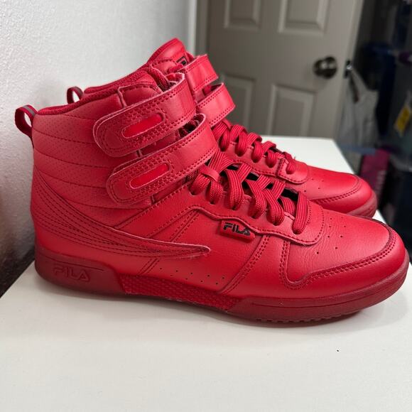 Fila Red Monochromatic F-14 High Top Casual Sneaker Shoe 8 - Picture 5 of 14